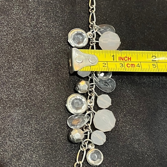 Gray Clear Silver Tone Chain Beaded Long Length Pull Over Necklace Neutral OS - Picture 10 of 12